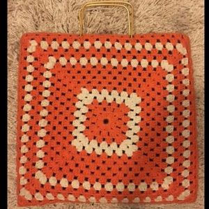 Handmade Knit Orange Tote Bag